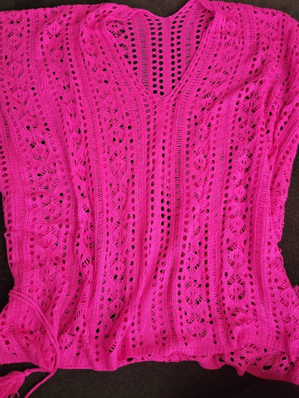 Bright Fuchsia Crochet Knit Cover Up